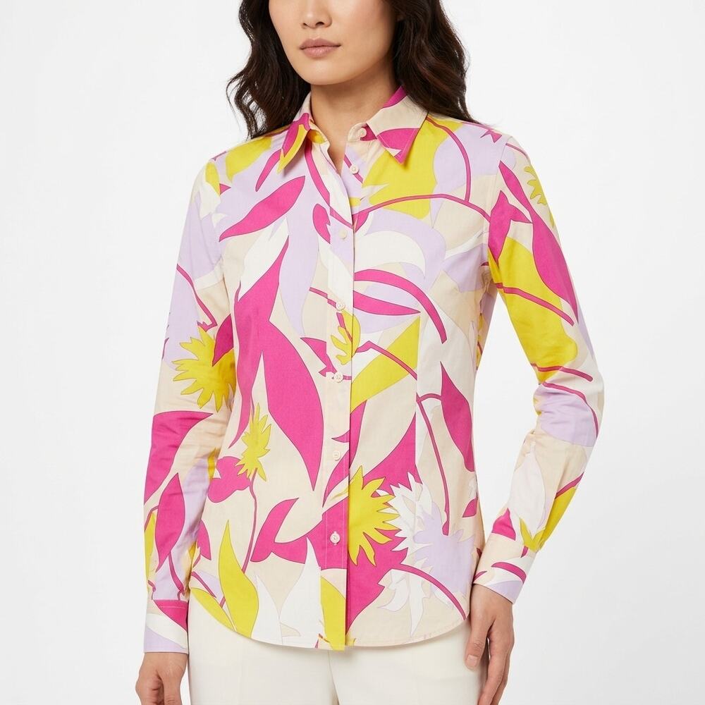 Emilio Pucci Made in Italy Stretch Button-Up Shirt Women See Measurements